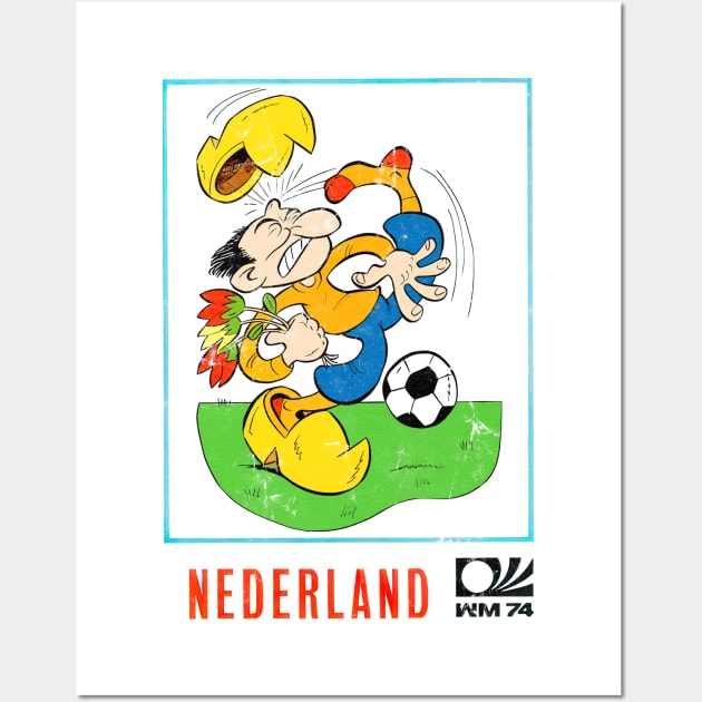 Nederland 74 / Vintage Faded-Style Football Design Wall Art by DankFutura